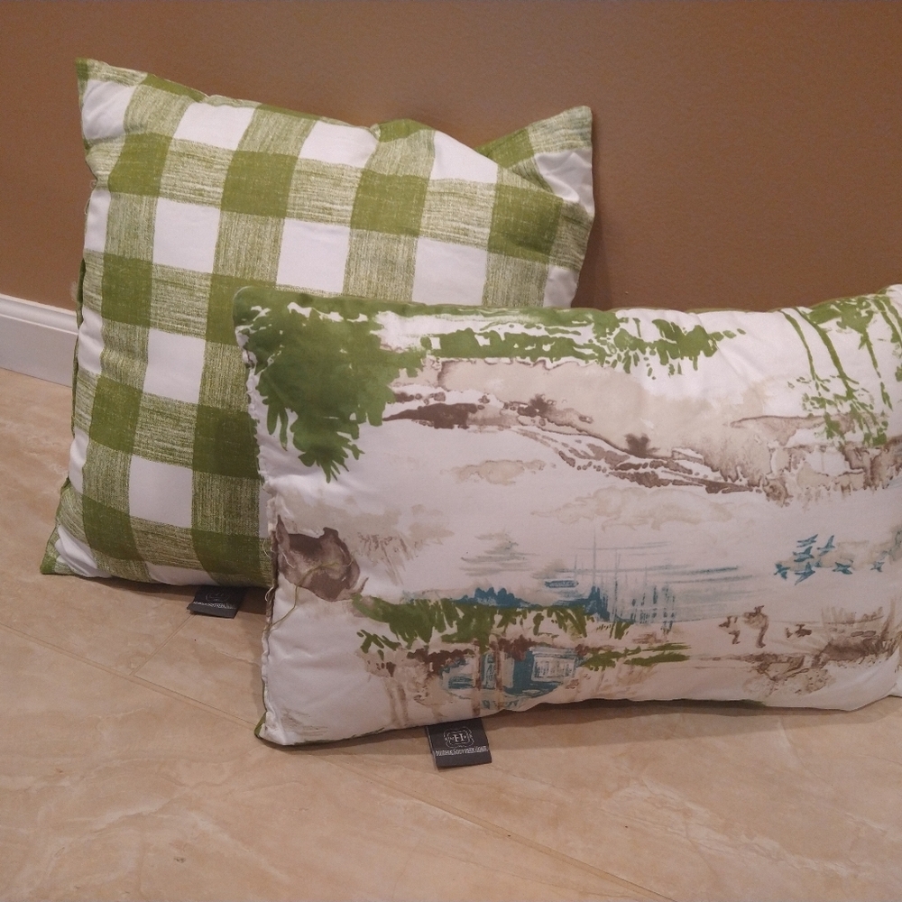 Modern Southern home Green Buffalo check throw pillows set of 2, new